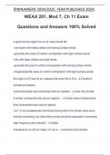 WEAX 201, Mod 7, Ch 11 Exam Questions and Answers 100% Solved