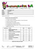 Grade 8 Mathematics (MATH) November Test Paper 1 and Memo - 2024