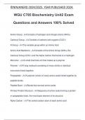 WGU C785 Biochemistry Unit2 Exam Questions and Answers 100% Solved