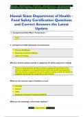 Hawaii State Department of Health - Food Safety Certification Questions  and Correct Answers the Latest  Update