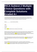 RICA Subtest 2 Multiple Choice Questions with Complete Solutions Graded A+