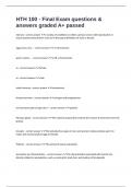 HTH 100 - Final Exam questions & answers graded A+ passed