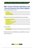 MS1: Cancer Genetics Questions and  Correct Answers the Latest Update