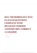 D311: MICROBIOLOGY WGU OA EXAM PACKAGE DEAL 