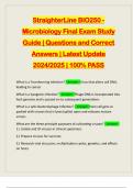 StraighterLine BIO250 - Microbiology Final Exam Study Guide | Questions and Correct Answers | Latest Update 2024/2025 | 100% PASS