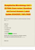 Straighterline Microbiology Unit 1- 25 FINAL Exam review | Questions and Correct Answers | Latest Update 2024/2025 | 100% PASS