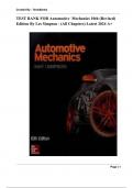 TEST BANK FOR Automotive Mechanics 10th Edition By Les Simpson - (All Chapters) Latest 2024 A+