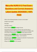 Maryville NURS 612 Final Exam | Questions and Correct Answers | Latest Update 2024/2025 | 100% PASS