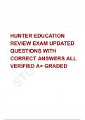 HUNTER EDUCATION REVIEW EXAM UPDATED QUESTIONS WITH CORRECT ANSWERS ALL VERIFIED A+ GRADED 