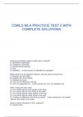 CSMLS MLA PRACTICE TEST 2 WITH COMPLETE SOLUTIONS.