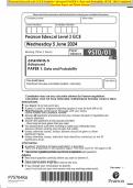 Pearson Edexcel Level 3 GCE Statistics Advanced PAPER 1: Data and Probability JUNE 2024 Combined Question Paper and Mark Scheme