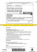 Pearson Edexcel Level 3 GCE Persian Advanced PAPER 1: Translation into English, reading comprehension and writing (research question) in Persian MAY 2024 Combined Question Paper and Mark Scheme