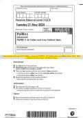 Pearson Edexcel Level 3 GCE Politics Advanced PAPER 1: UK Politics and Core Political Ideas MAY 2024 Combined Question Paper and Mark Scheme