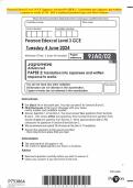 Pearson Edexcel Level 3 GCE Japanese Advanced PAPER 2: Translation into Japanese and written response to works JUNE 2024 Combined Question Paper and Mark Scheme