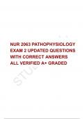 NUR 2063 PATHOPHYSIOLOGY  EXAM 2 UPDATED QUESTIONS WITH CORRECT ANSWERS ALL VERIFIED A+ GRADED 