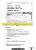 Pearson Edexcel Level 3 GCE Arabic PAPER 1: Translation into English, Reading Comprehension and Writing (research question) in Arabic MAY 2024 Combined Question Paper and Mark Scheme