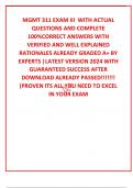 MGMT 311 EXAM III  WITH ACTUAL  QUESTIONS AND COMPLETE 100%CORRECT ANSWERS WITH VERIFIED AND WELL EXPLAINED RATIONALES ALREADY GRADED A+ BY EXPERTS |LATEST VERSION 2024 WITH GUARANTEED SUCCESS AFTER DOWNLOAD ALREADY PASSED!!!!!!! (PROVEN ITS ALL YOU NEED 