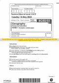 Pearson Edexcel Level 3 GCE Geography Advanced Subsidiary PAPER 1: Dynamic Landscapes MAY 2024 Combined Question Paper and Mark Scheme