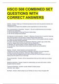 Bundle For HSCO 508 COMBINED SET QUESTIONS WITH CORRECT ANSWERS