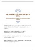 NALA PARALEGAL CERTIFICATION EXAM WITH GUARANTEED ACCURATE ANSWERS