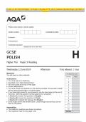 AQA GCSE POLISH Higher TierPaper 3 Reading JUNE 2024 Combined Question Paper and Mark Scheme