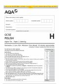 AQA GCSE POLISH Higher TierPaper 1 Listening JUNE 2024 Combined Question Paper and Mark Scheme