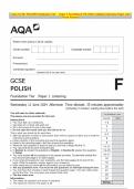 AQA GCSE POLISH Foundation Tier Paper 1 Listening JUNE 2024 Combined Question Paper and Mark Scheme