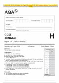 AQA GCSE BENGALI Higher Tier Paper 3 Reading JUNE 2024 Combined Question Paper and Mark Scheme