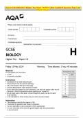 AQA GCSE BIOLOGY Higher Tier Paper 1H MAY 2024 Combined Question Paper and Mark Scheme