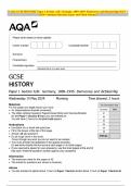 AQA GCSE HISTORY Paper 1 Section A/B: Germany, 1890–1945: Democracy and dictatorship MAY 2024 Combined Question Paper and Mark Scheme