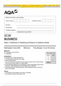 AQA GCSE BUSINESS Paper 2 Influences of marketing and finance on business activity JUNE 2024 Combined Question Paper and Mark Scheme