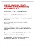 MN 552 ADVANCED HEALTH ASSESSMENT MIDTERM EXAM |GUARANTEED PASS