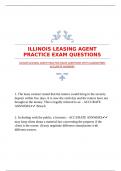 ILLINOIS LEASING AGENT PRACTICE EXAM QUESTIONS WITH GUARANTEED ACCURATE ANSWERS