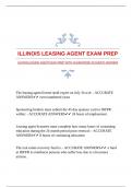 ILLINOIS LEASING AGENT EXAM PREP WITH GUARANTEED ACCURATE ANSWERS