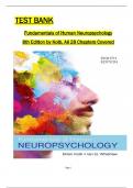 Test Bank for Fundamentals of Human Neuropsychology 8th Edition by Kolb & Whishaw All 1-28 Chapters Covered ,Latest Edition, ISBN:9781319247164