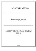 (AGACNP) NU 700 Knowledge for NP - Latest Final Exam Review Q & S 2024