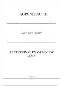 (AGPCNP) NU 641 Women-s Health - Latest Final Exam Review Q & S 2024.