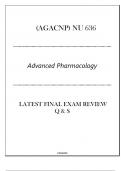 (AGACNP) NU 636 Advanced Pharmacology - Latest Final Exam Review Q & S 2024