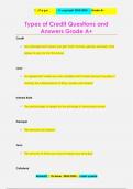 Types of Credit Questions and  Answers Grade A+