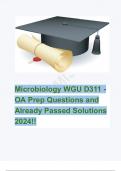 Microbiology WGU D311 - OA Prep Questions and Already Passed Solutions 2024!!