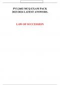 PVL2602 MCQ EXAM PACK 2023/2024 Latest Answers. LAW OF of Succession