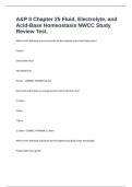 A&P II Chapter 25 Fluid, Electrolyte, and Acid-Base Homeostasis NWCC Study Review Test.