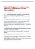 Nationally Registered Certified Coding Specialist Questions and answers | Newest 2024/25