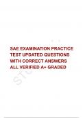 SAE EXAMINATION PRACTICE TEST UPDATED QUESTIONS WITH CORRECT ANSWERS ALL VERIFIED A+ GRADED 