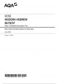 AQA GCSE MODERN HEBREW 8678-SF Paper 2 Speaking Foundation Tier Mark scheme including Guidance for Role-plays June 2024