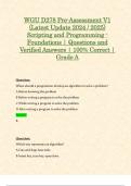 WGU D278 Pre-Assessment V1 (Latest Update 2024 / 2025) Scripting and Programming - Foundations | Questions and Verified Answers | 100% Correct | Grade A