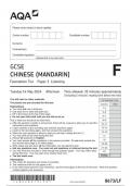 AQA GCSE CHINESE (MANDARIN) 8673-LF Paper 1 Listening Foundation Tier question paper June 2024