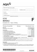 AQA GCSE BENGALI 8638-WF Paper 4 Writing Foundation Tier question paper June 2024