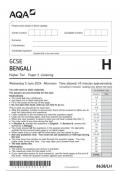 AQA GCSE BENGALI 8638-LH Paper 1 Listening Higher question paper June 2024