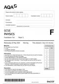 AQA GCSE PHYSICS 8463-1F Paper 1 Foundation Tier  question paper  June 2024